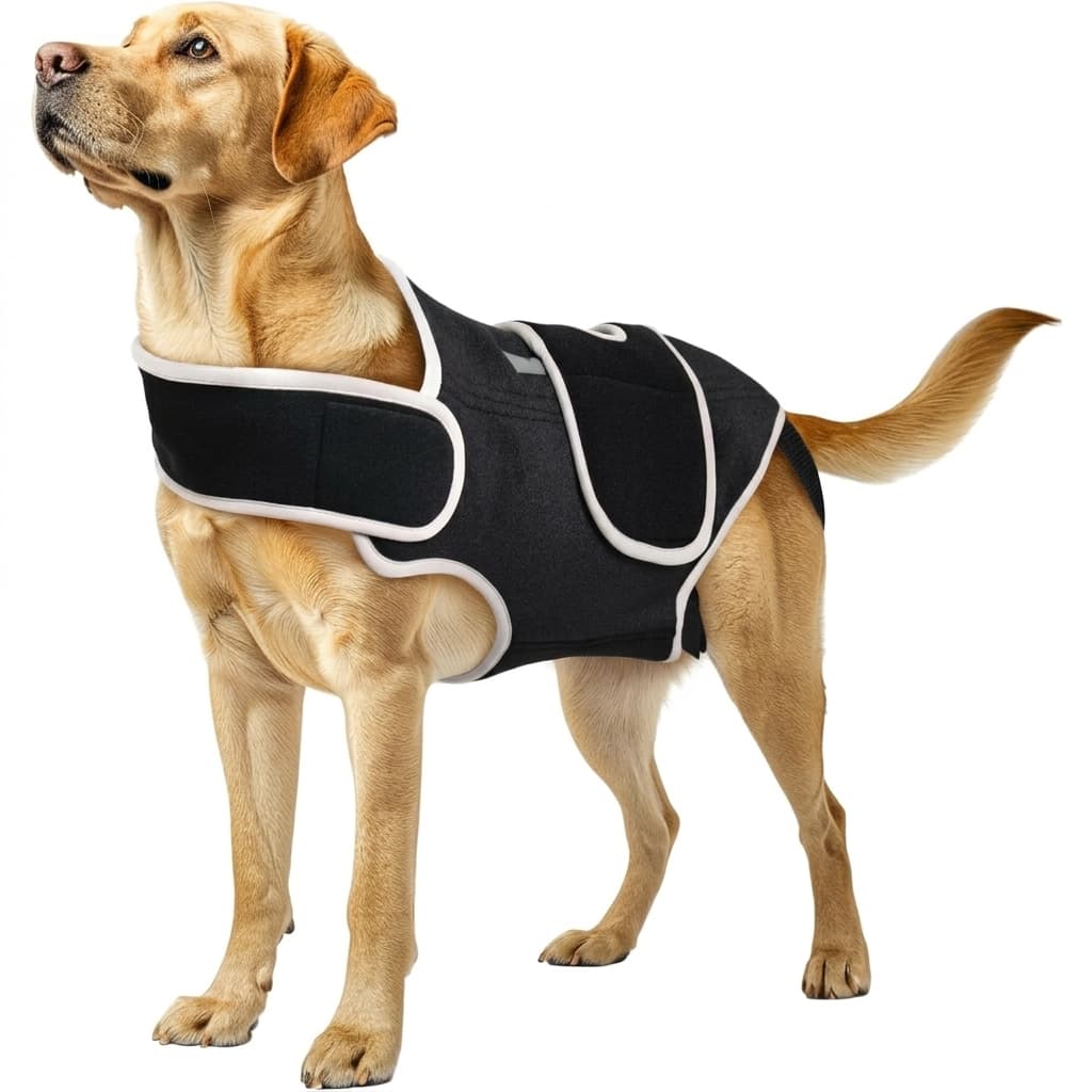 Adjustable Dog Back Brace for Spine Support & Night Safety