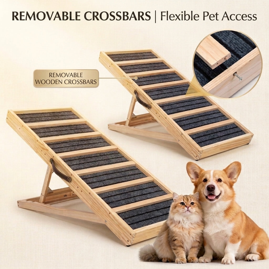 Adjustable wooden dog ramp