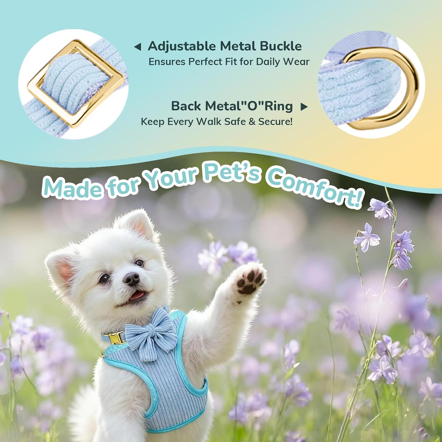 Breathable Cotton Small Dog Harness Set