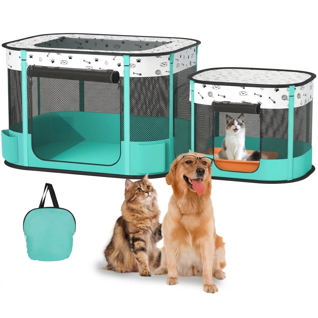 Collapsible playpen with carrying bag