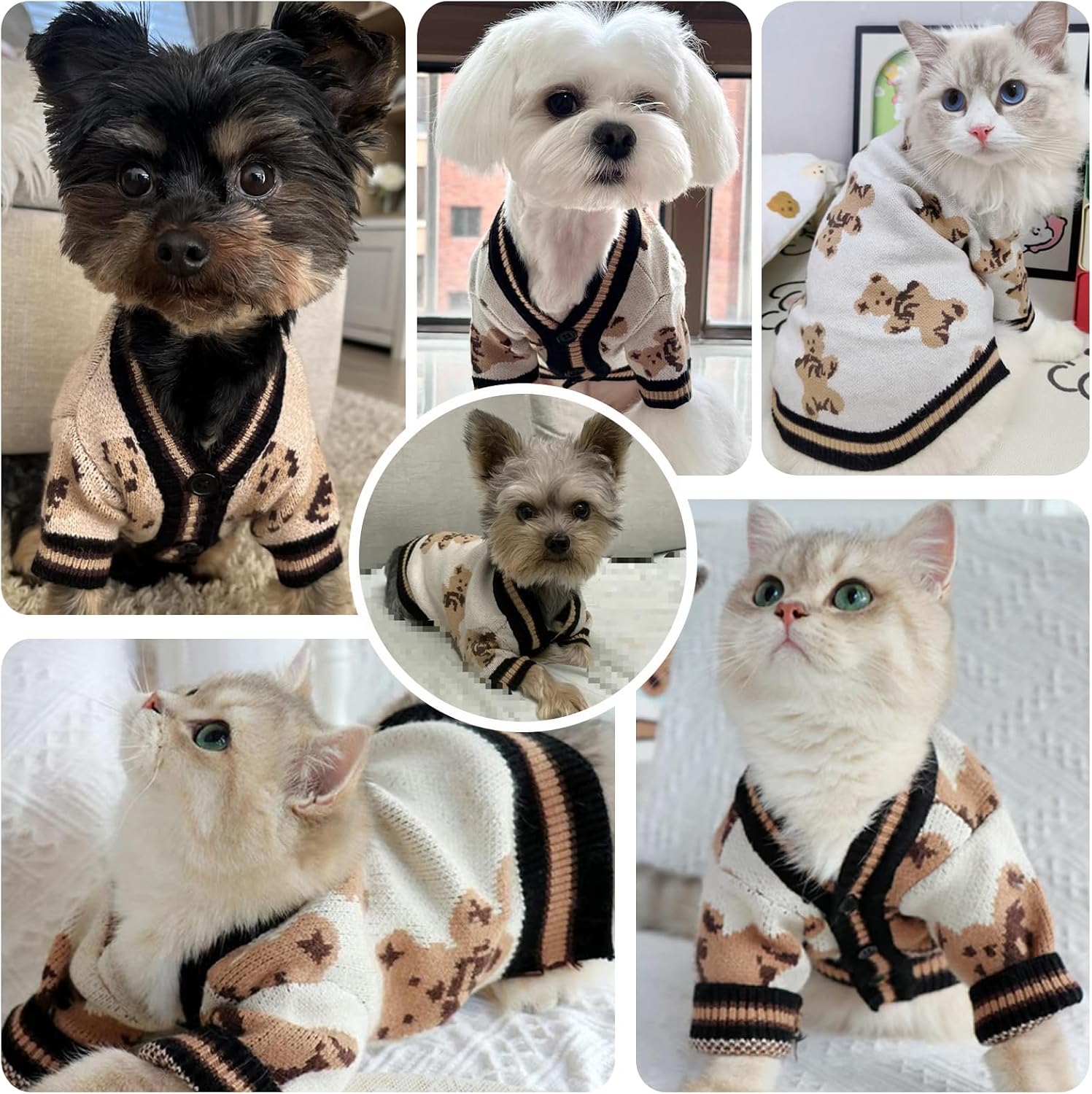 Cute Bear Knit Dog Sweater Cardigan