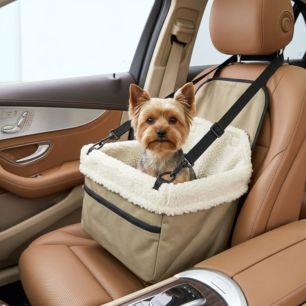 Dog car seat with storage pocket