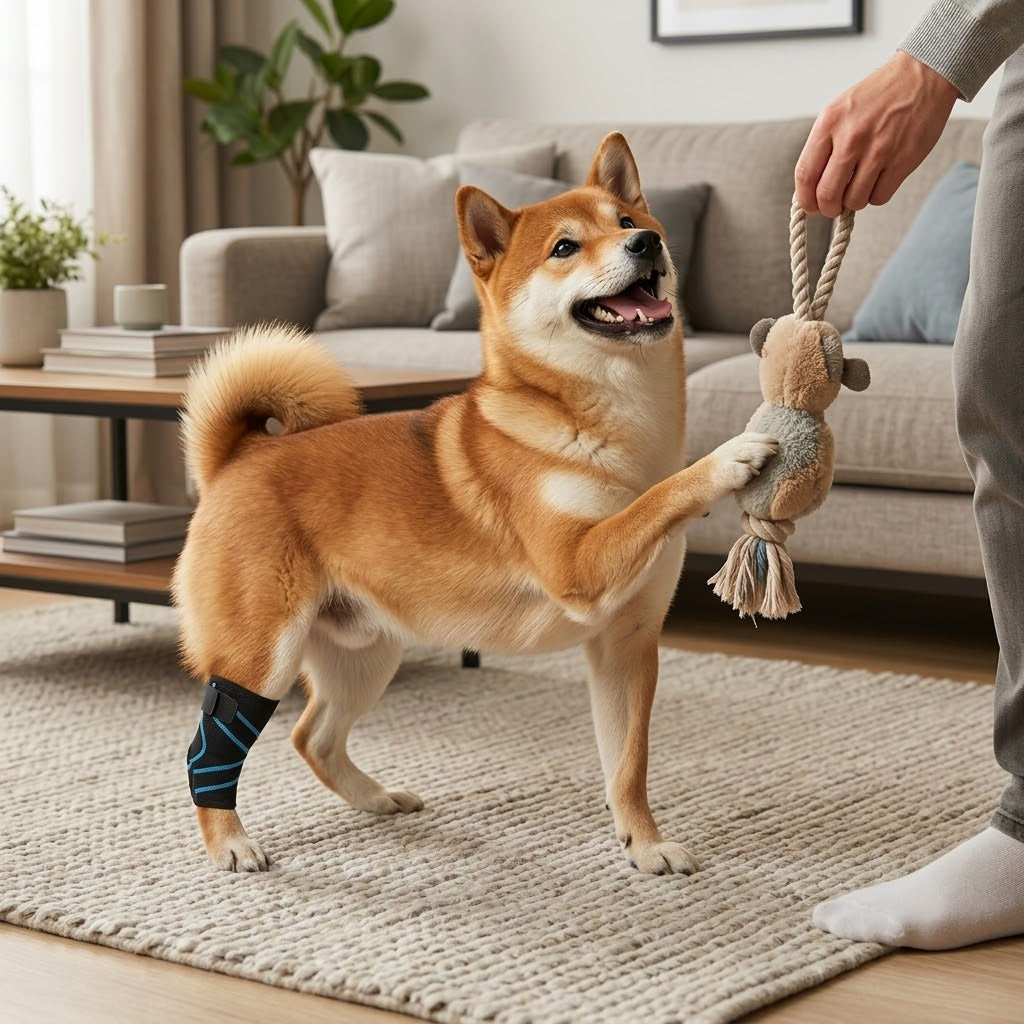 Dog knee brace with metal springs
