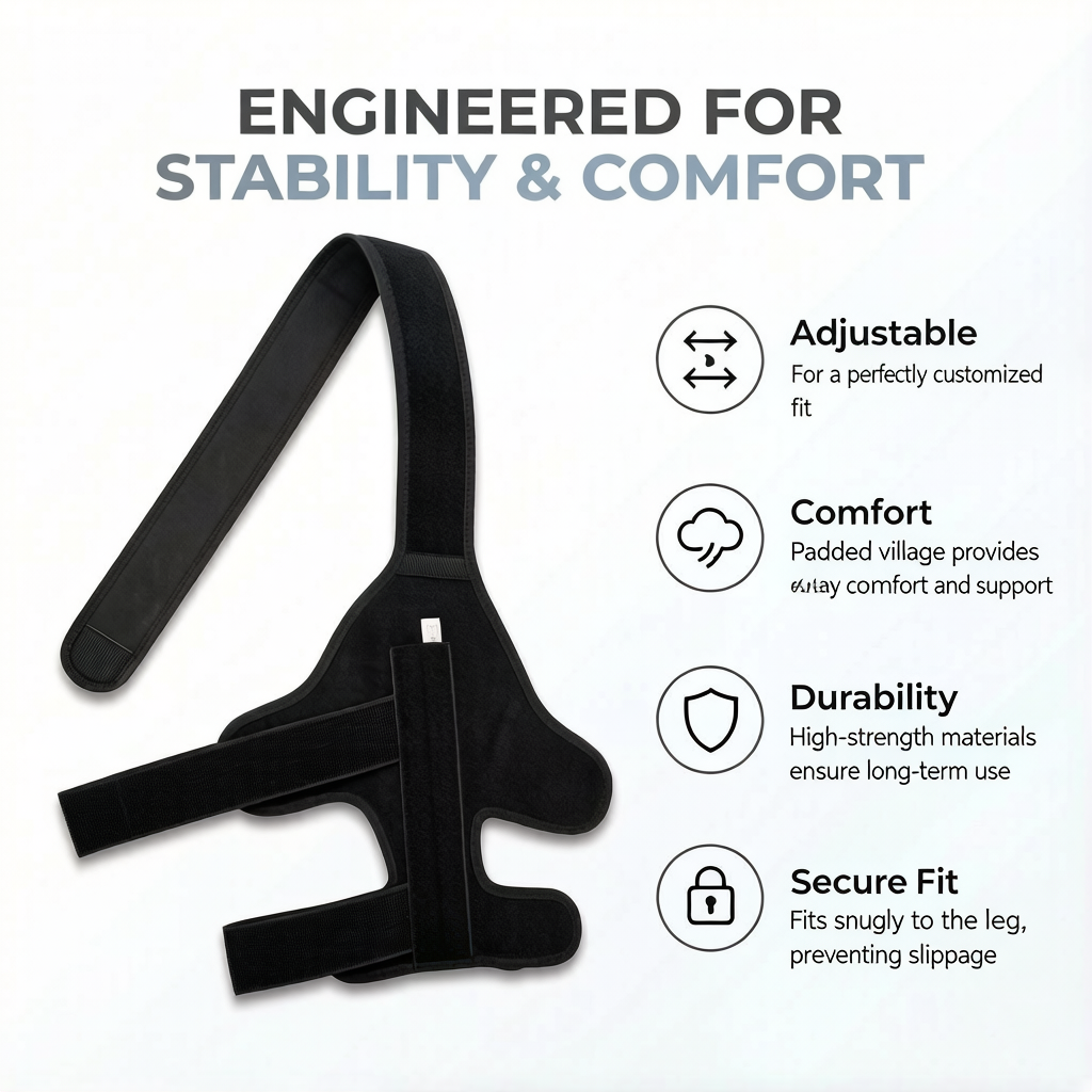 Dog rear leg brace with strap