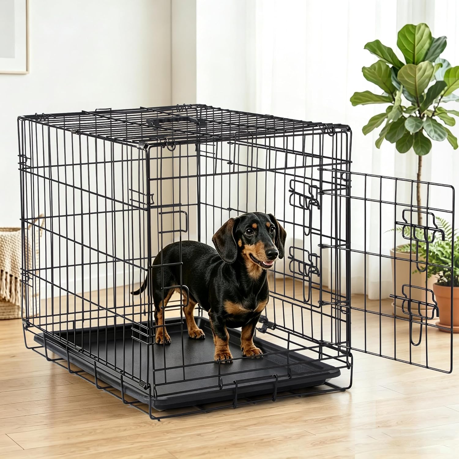 Dual Door Dog Crate With Tray