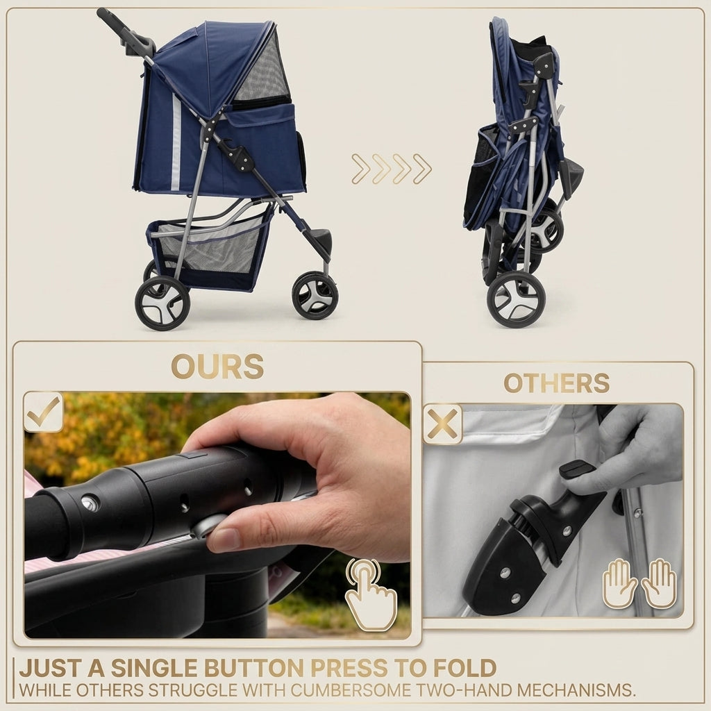 Foldable pet stroller