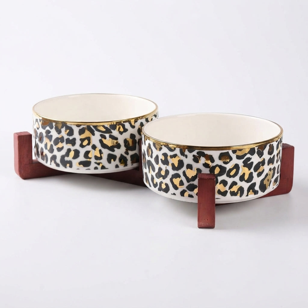 Food Grade Raised Dog Bowls With Wooden Stand
