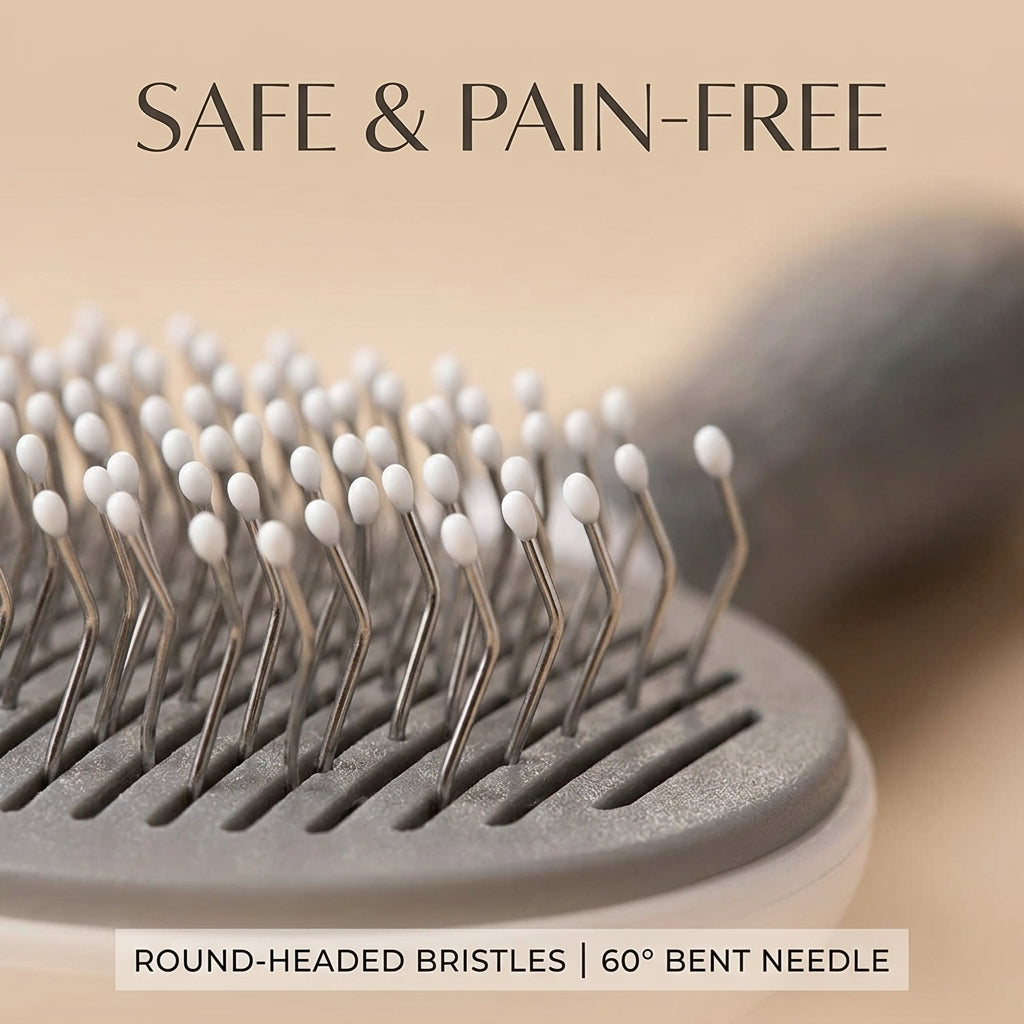 Gentle pet grooming brush