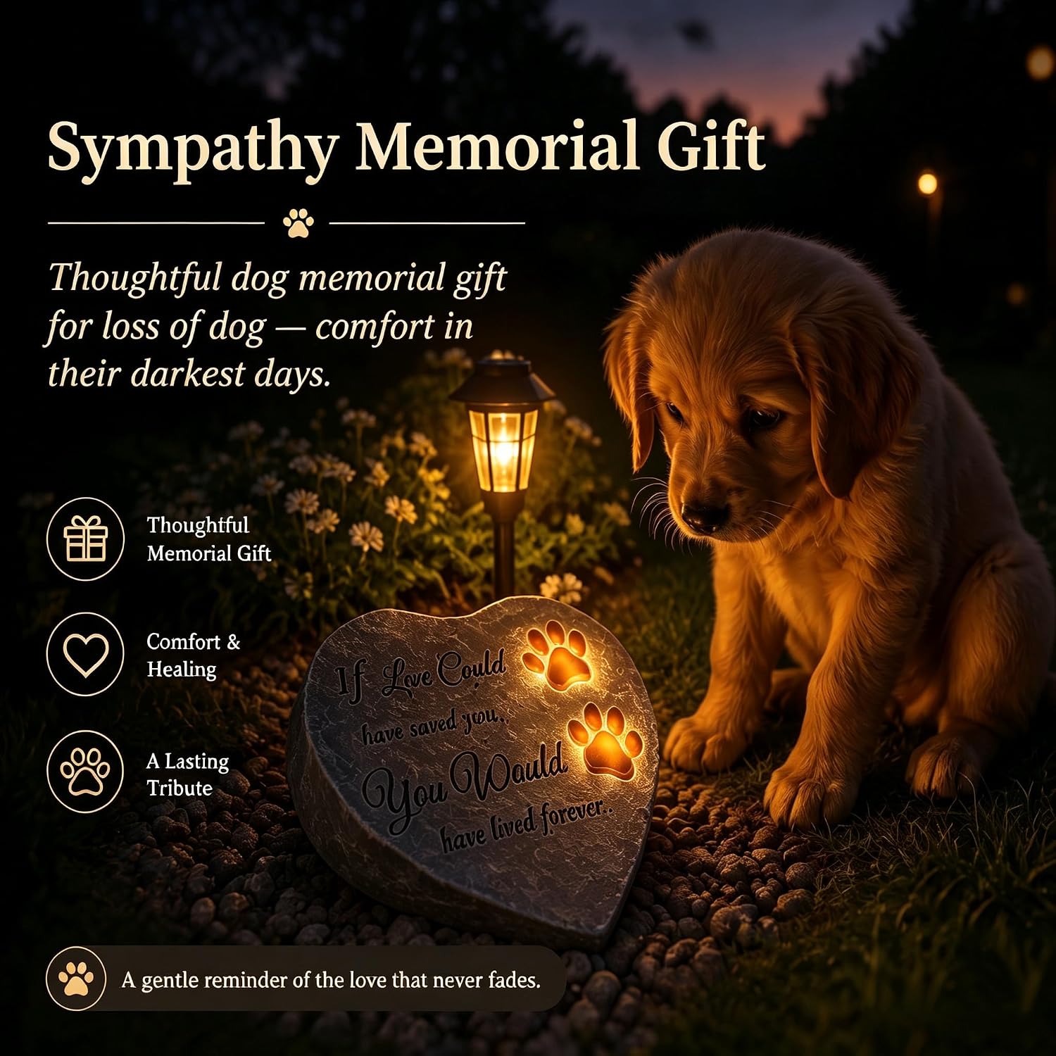 Heart Shaped Dog Memorial Stone
