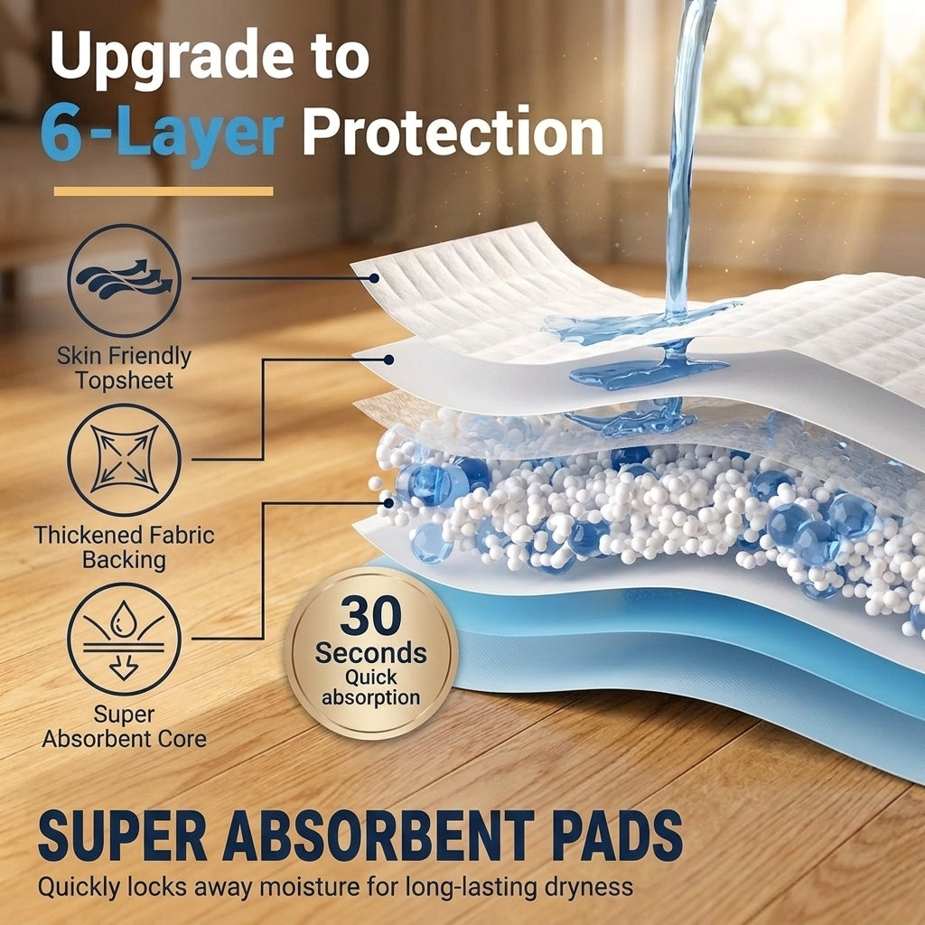 Dog Pee Pads 28"x34", 100 Count 6-Layer Leak-Proof Training Pads