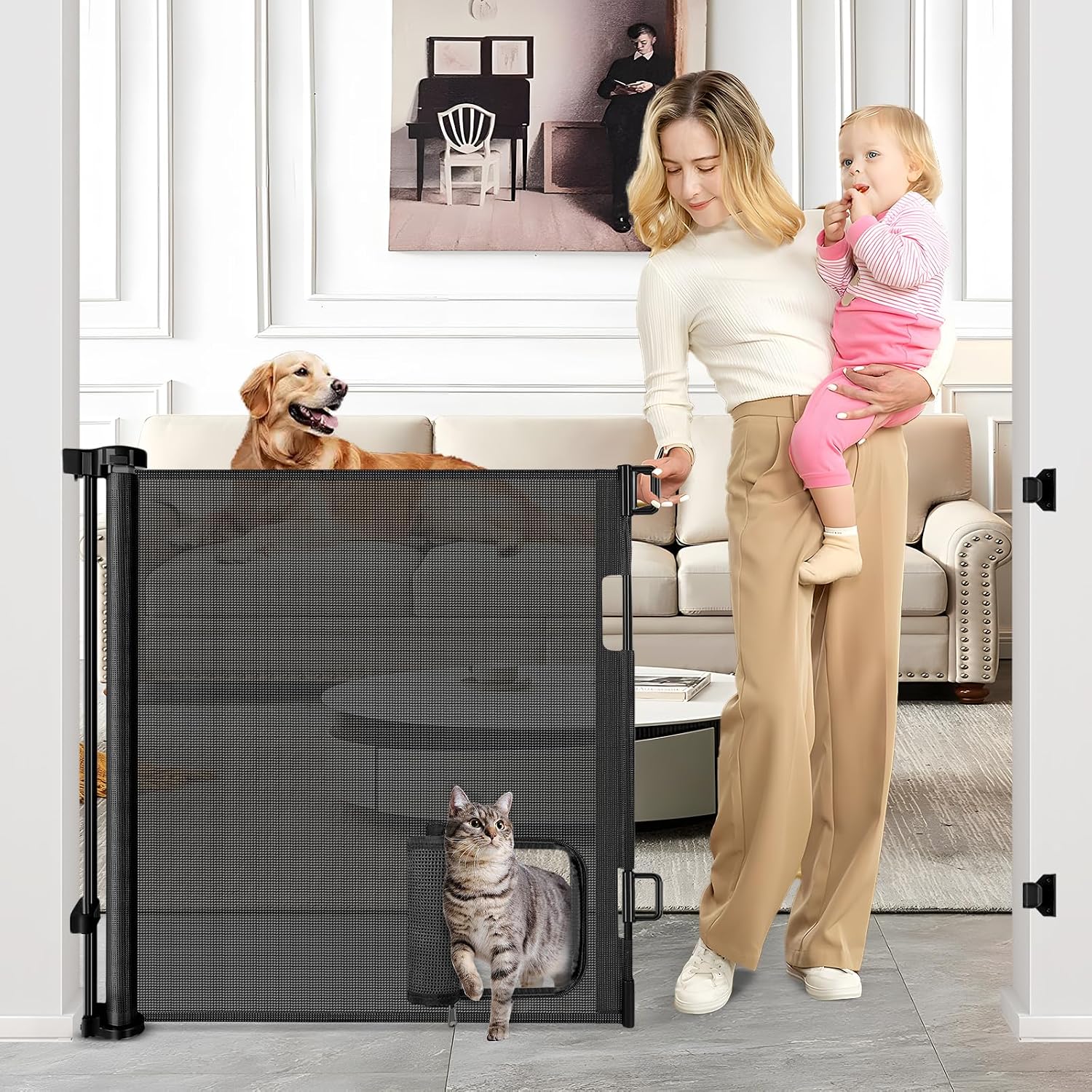 Indoor Outdoor Retractable Gate For Pets
