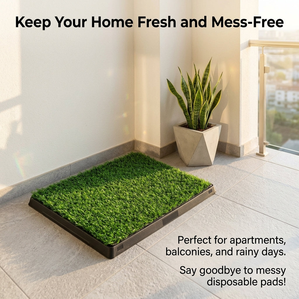 Indoor dog grass pad with tray