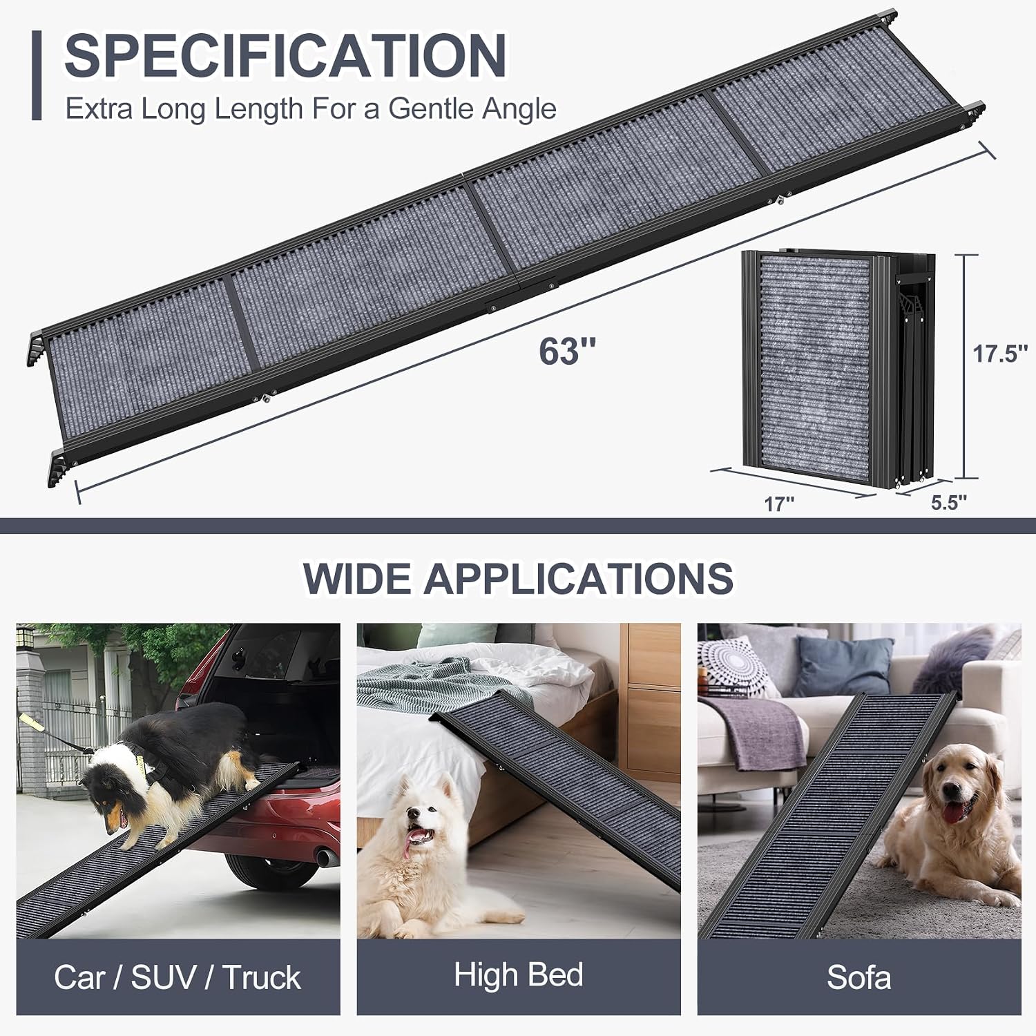 Lightweight Foldable Dog Ramp 270 Lbs
