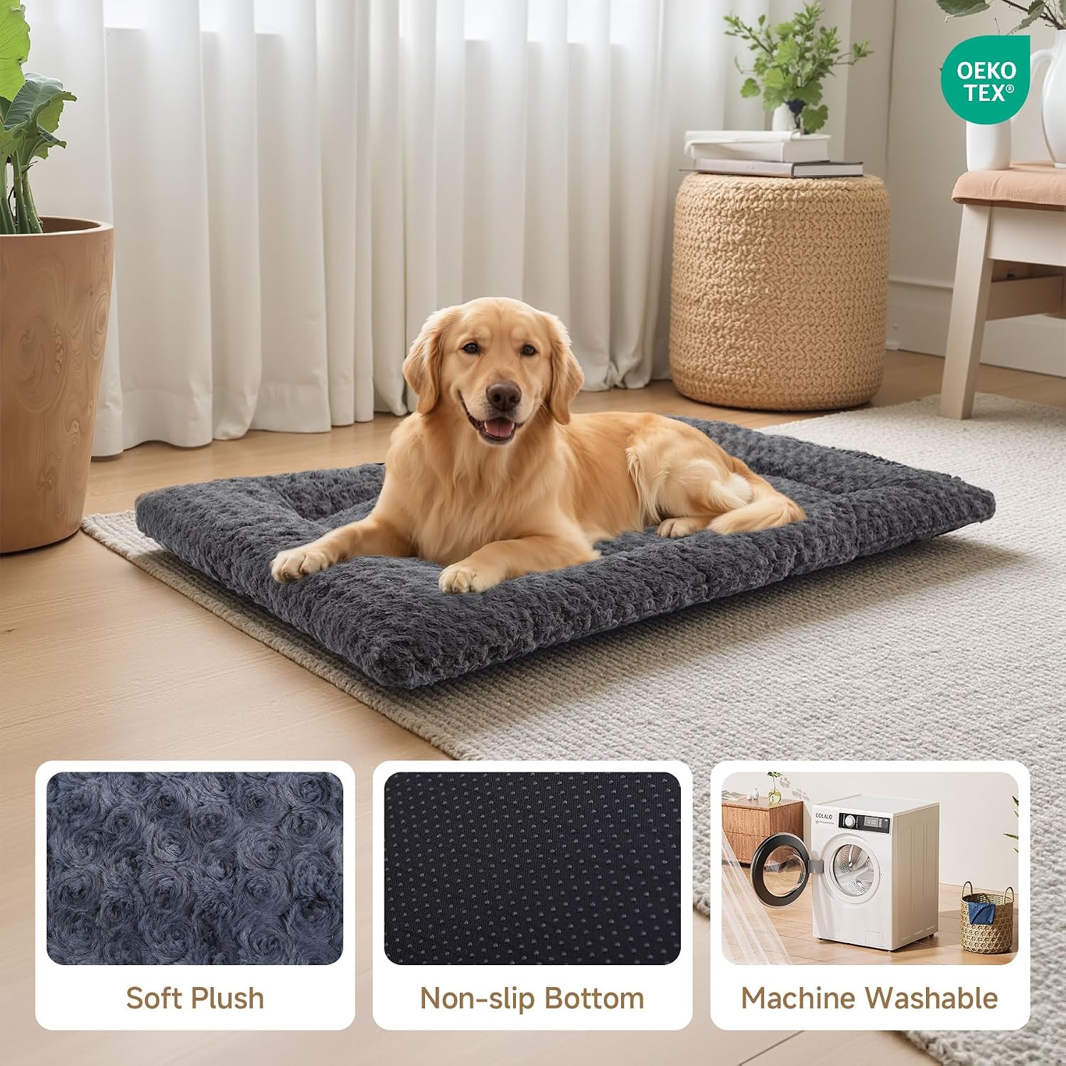 Machine Washable Dog Crate Mat