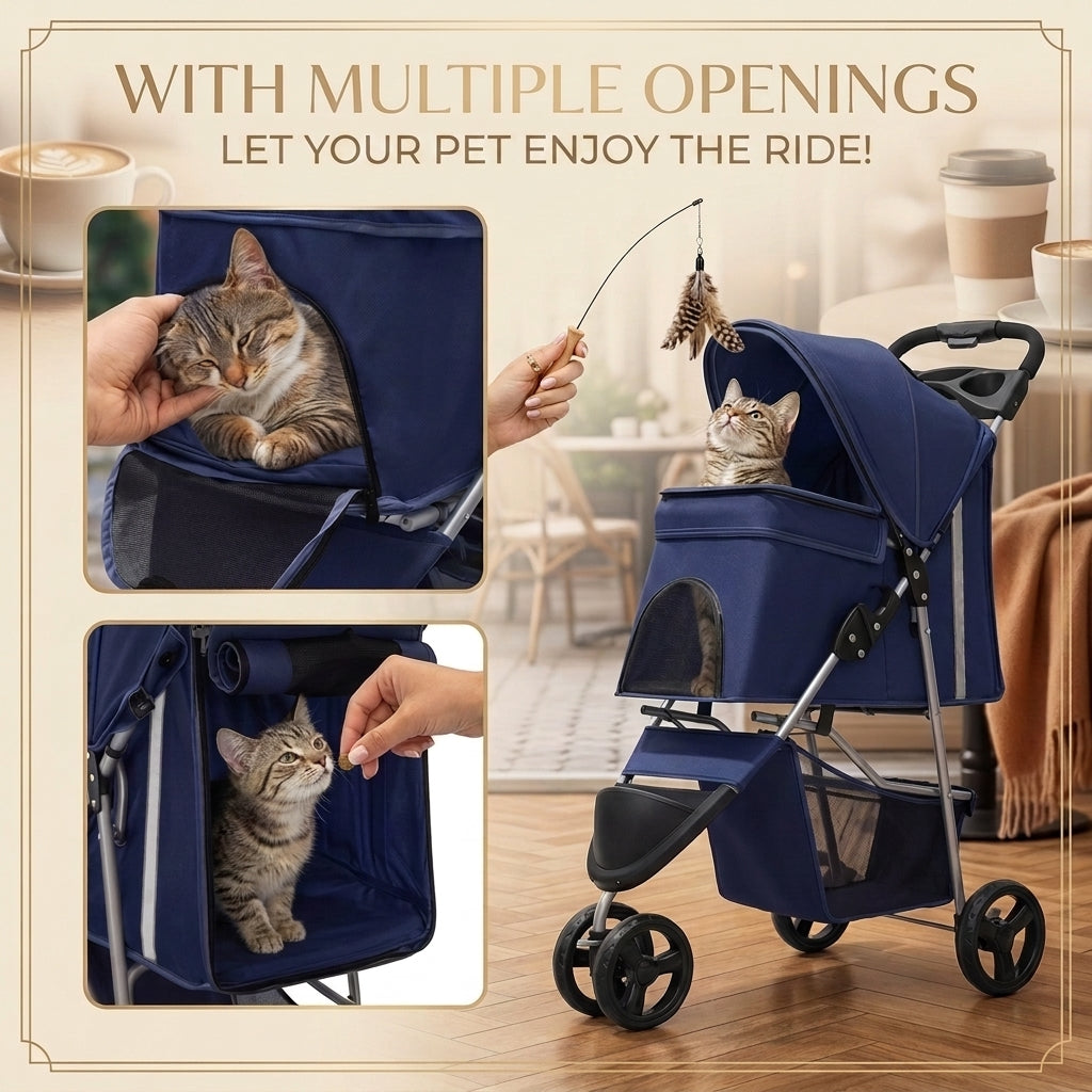 Mesh window dog stroller