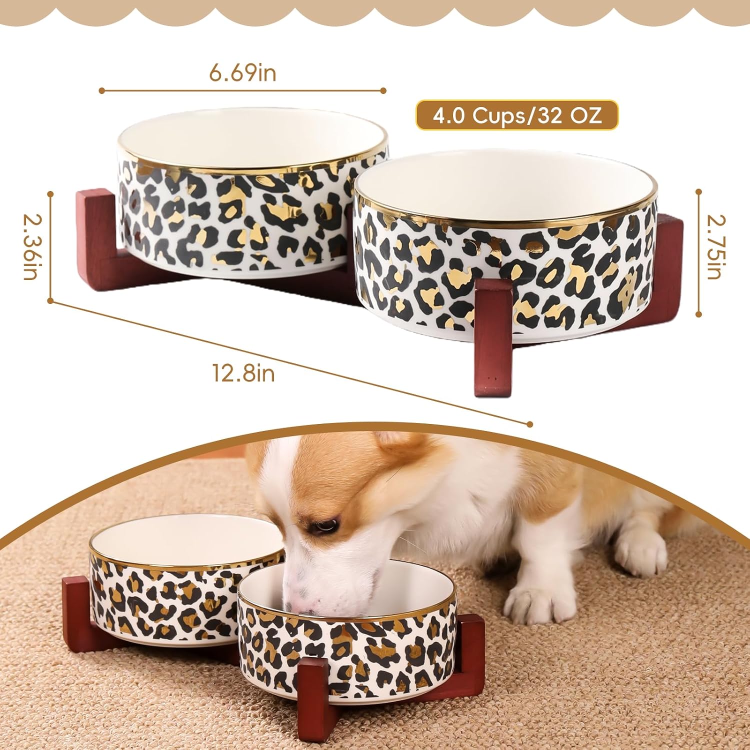 Non Slip Ceramic Dog Food And Water Bowls