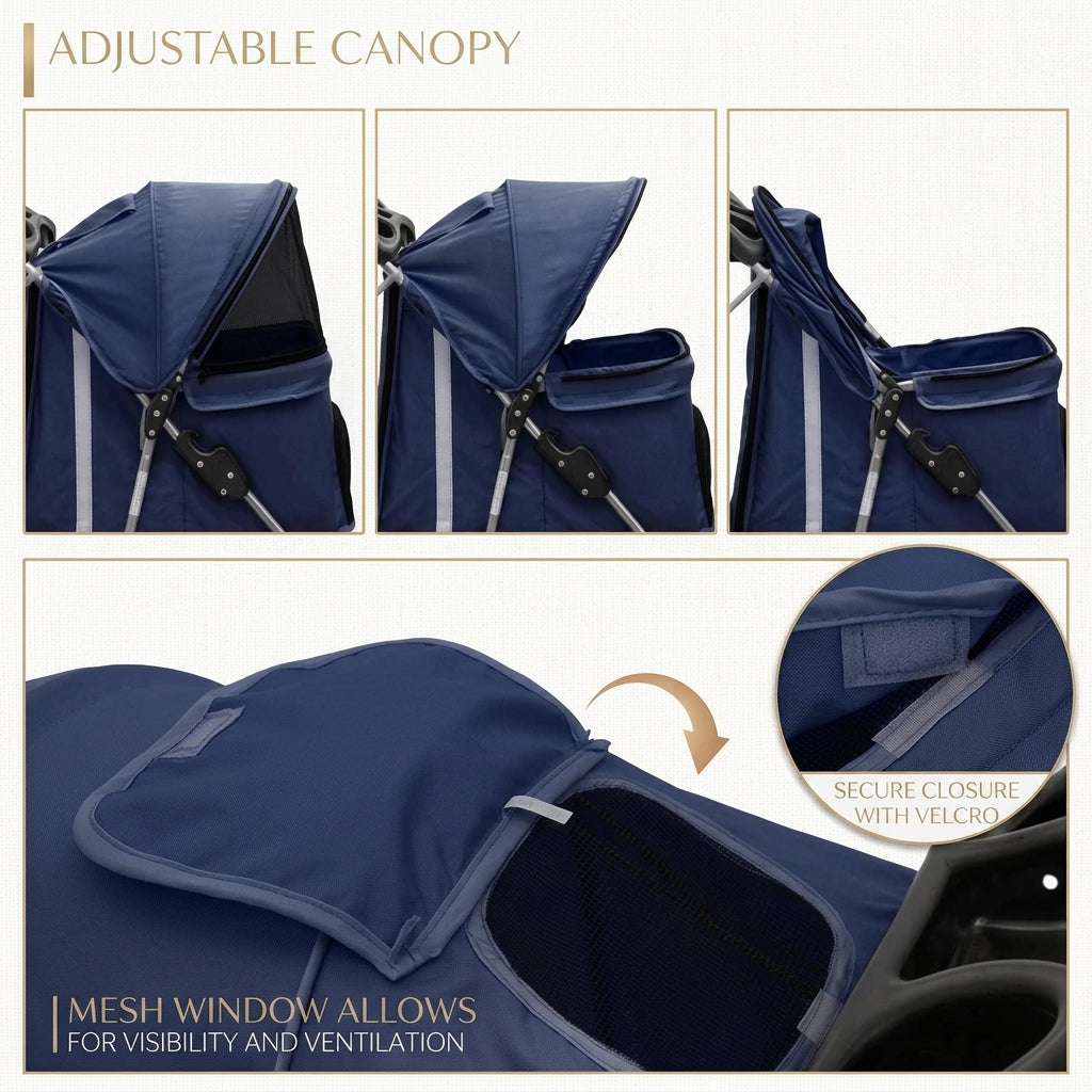 One hand fold pet stroller