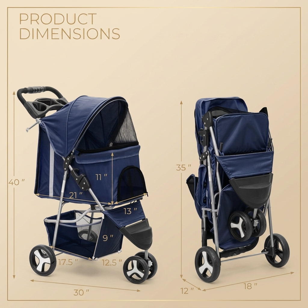 Pet stroller 30 lbs capacity