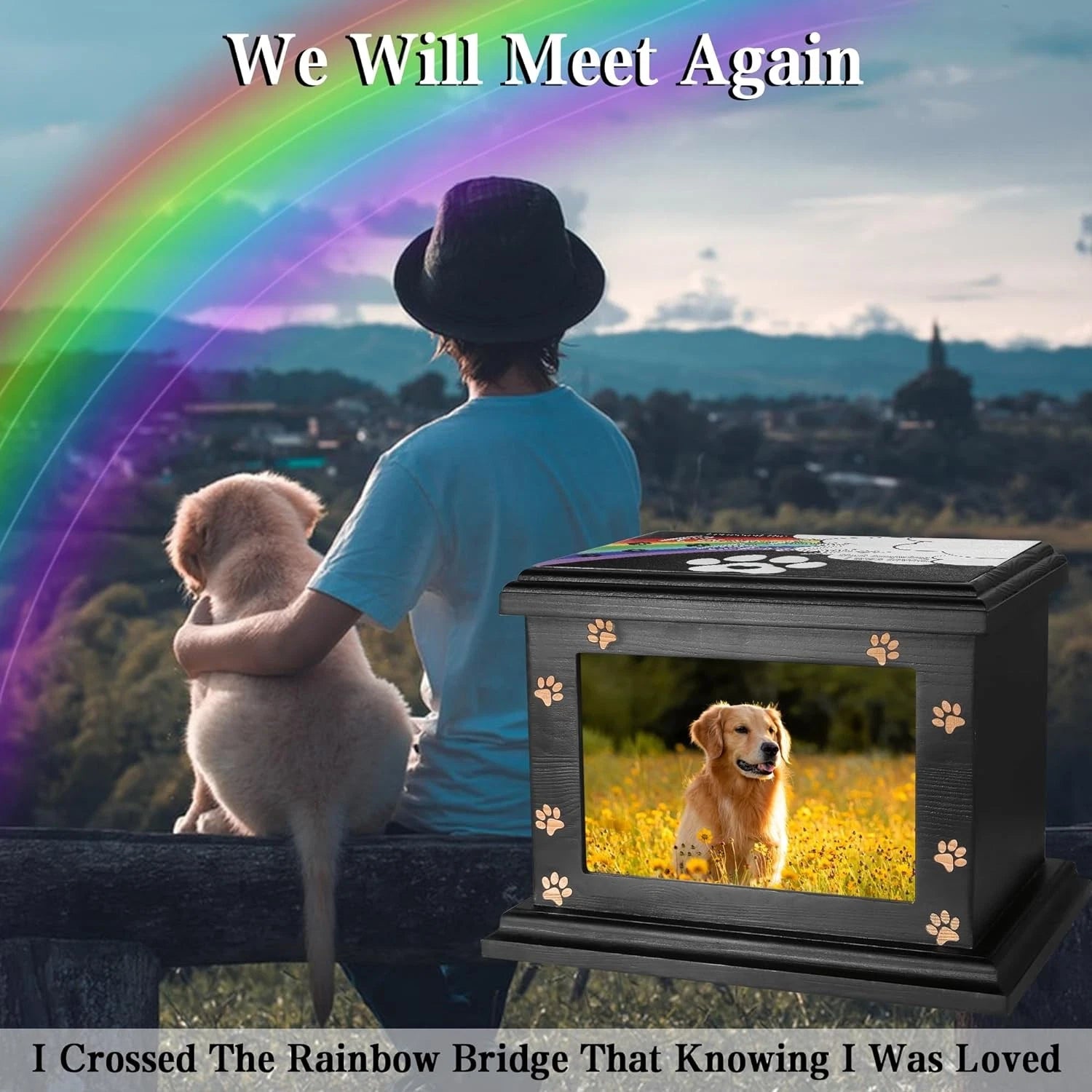 Pet urn with photo frame