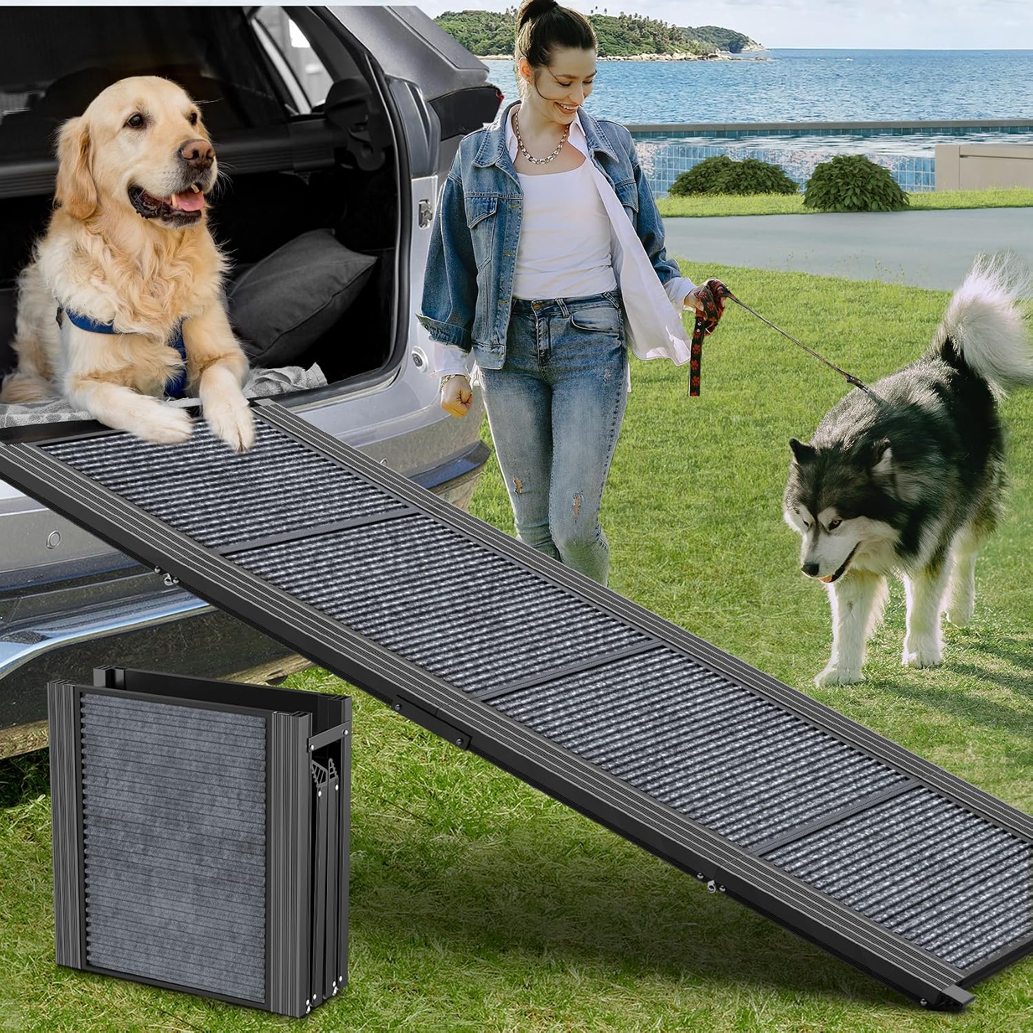 Portable Aluminum Pet Ramp For SUV