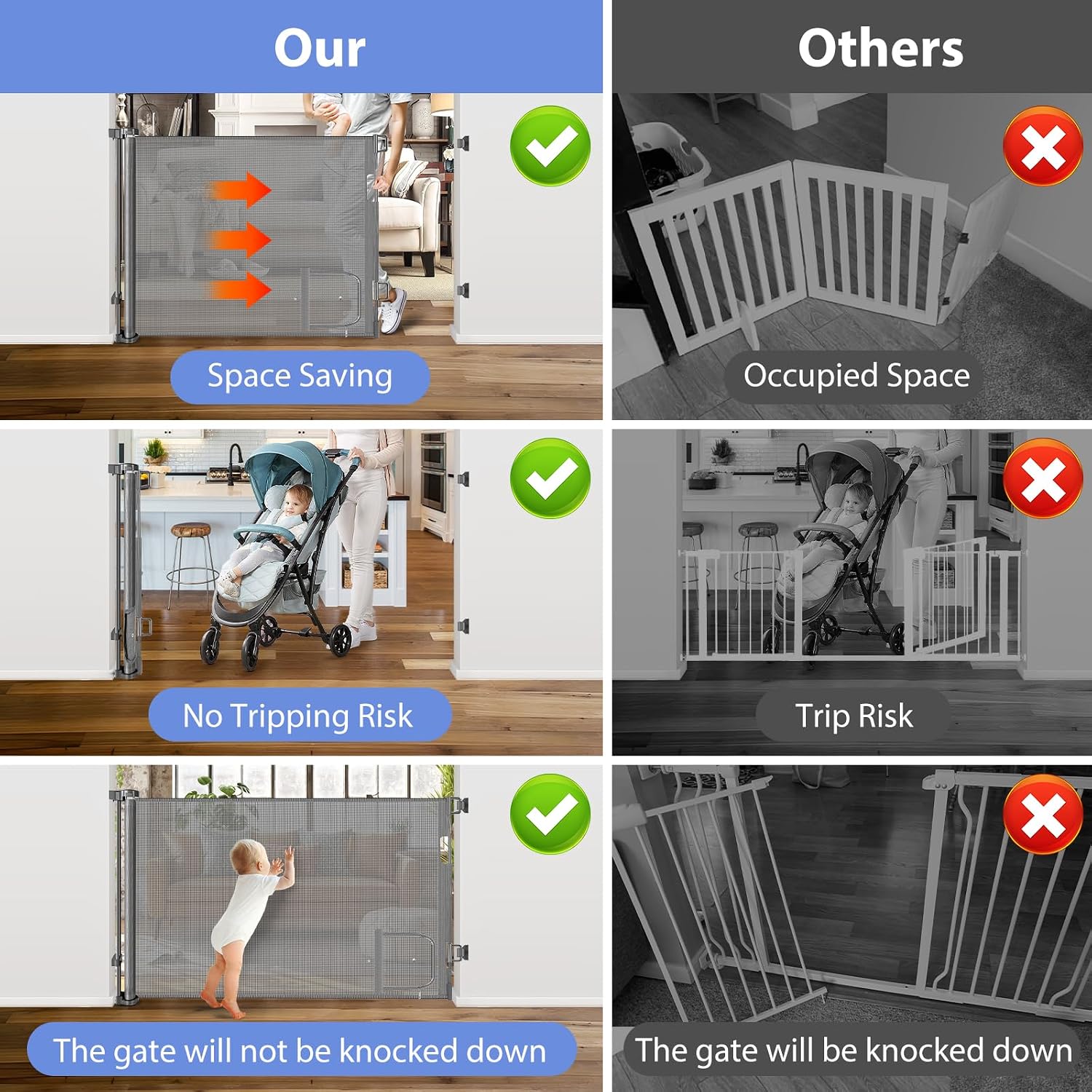 Retractable Baby Gate With Pet Door