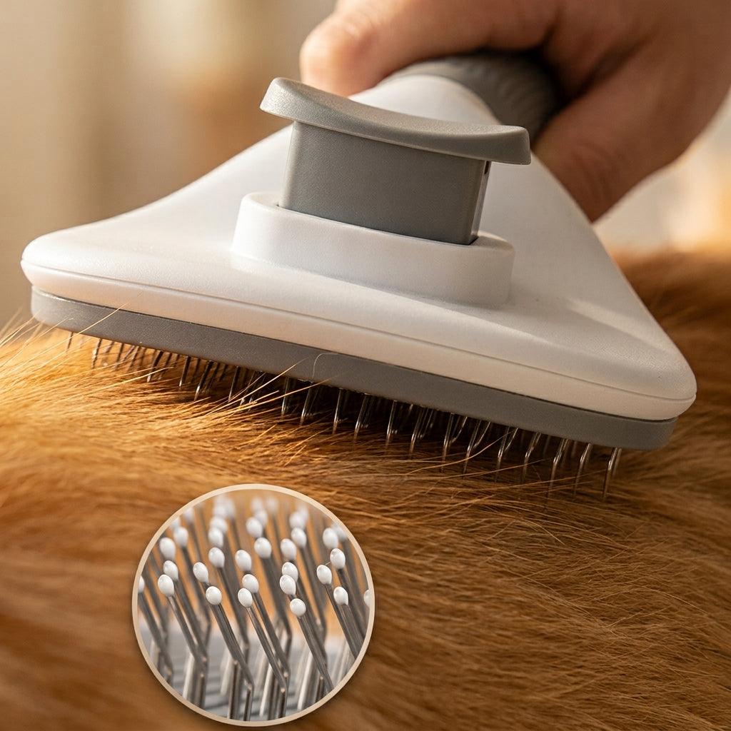 Self cleaning slicker brush