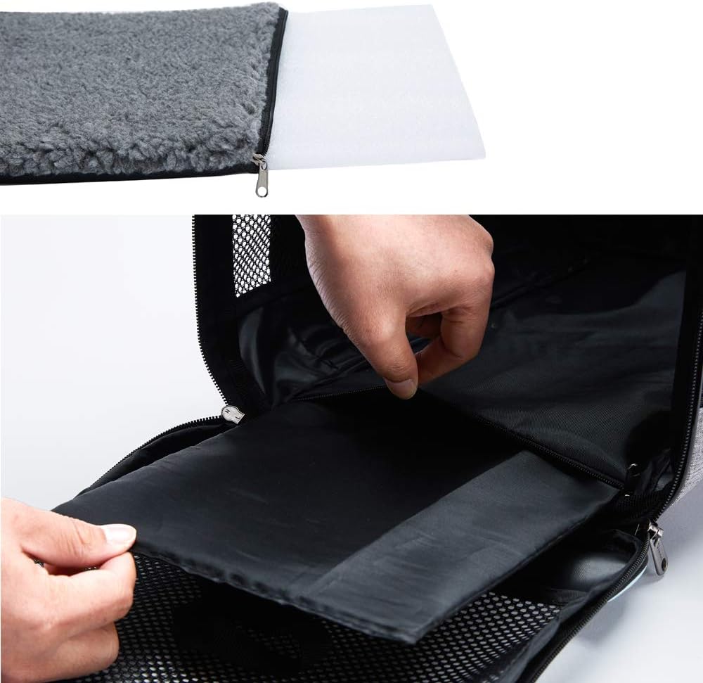 Small dog carrier with seatbelt