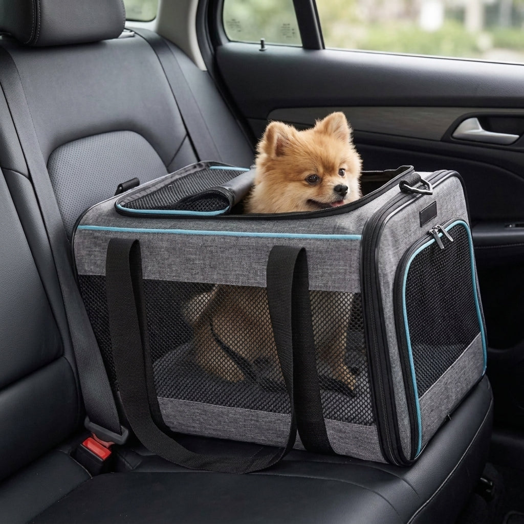 Soft dog carrier for car travel