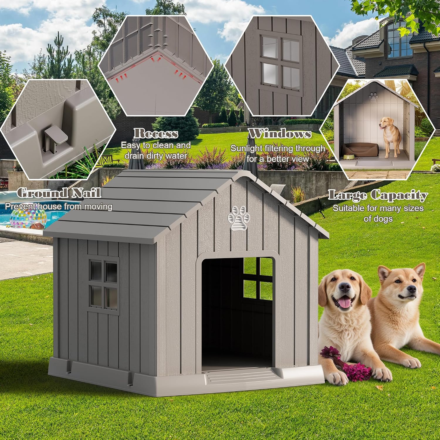 Waterproof Outdoor Dog House For Medium Dogs