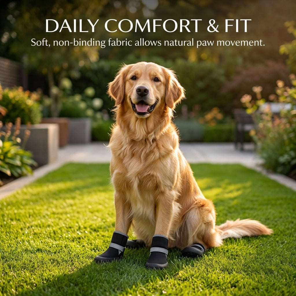 Waterproof dog boots with reflective strips