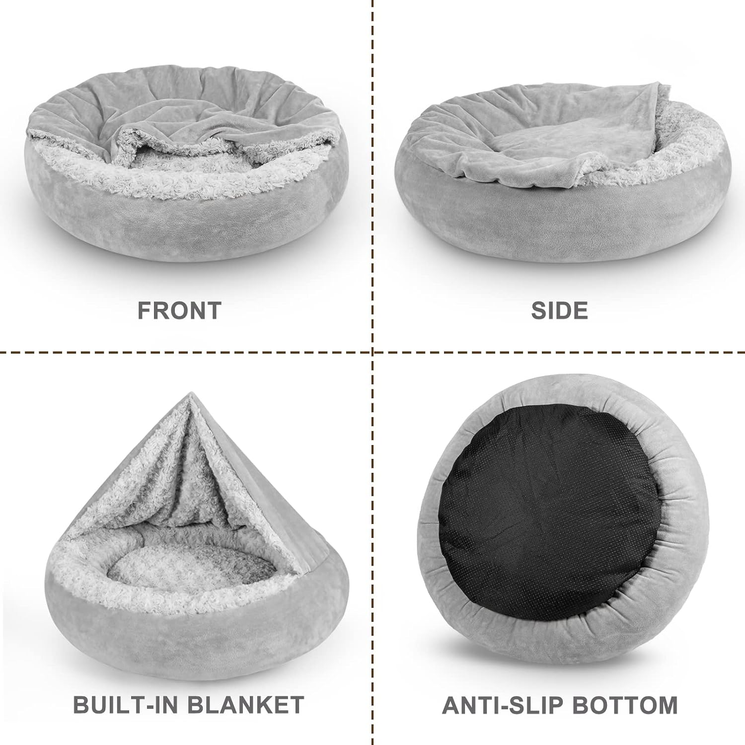 covered round bed for small dogs