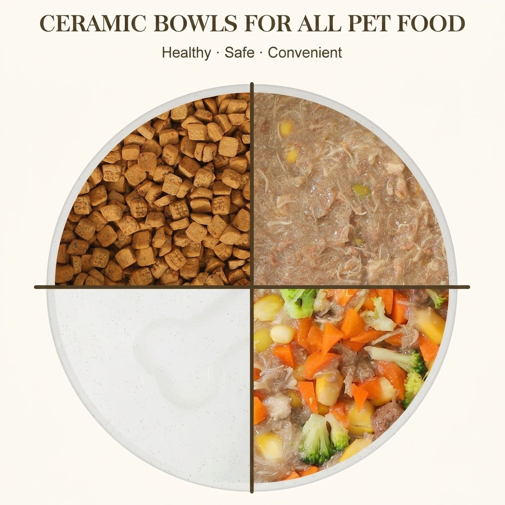 ergonomic ceramic dog food and water bowl