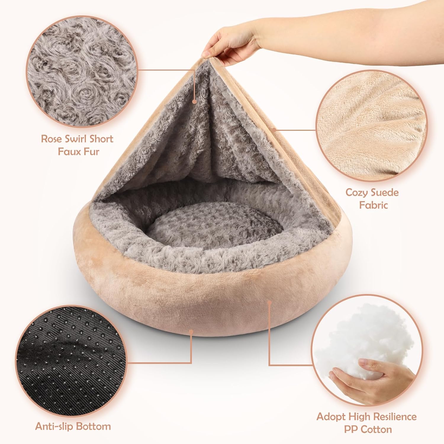 non slip bottom calming cat bed