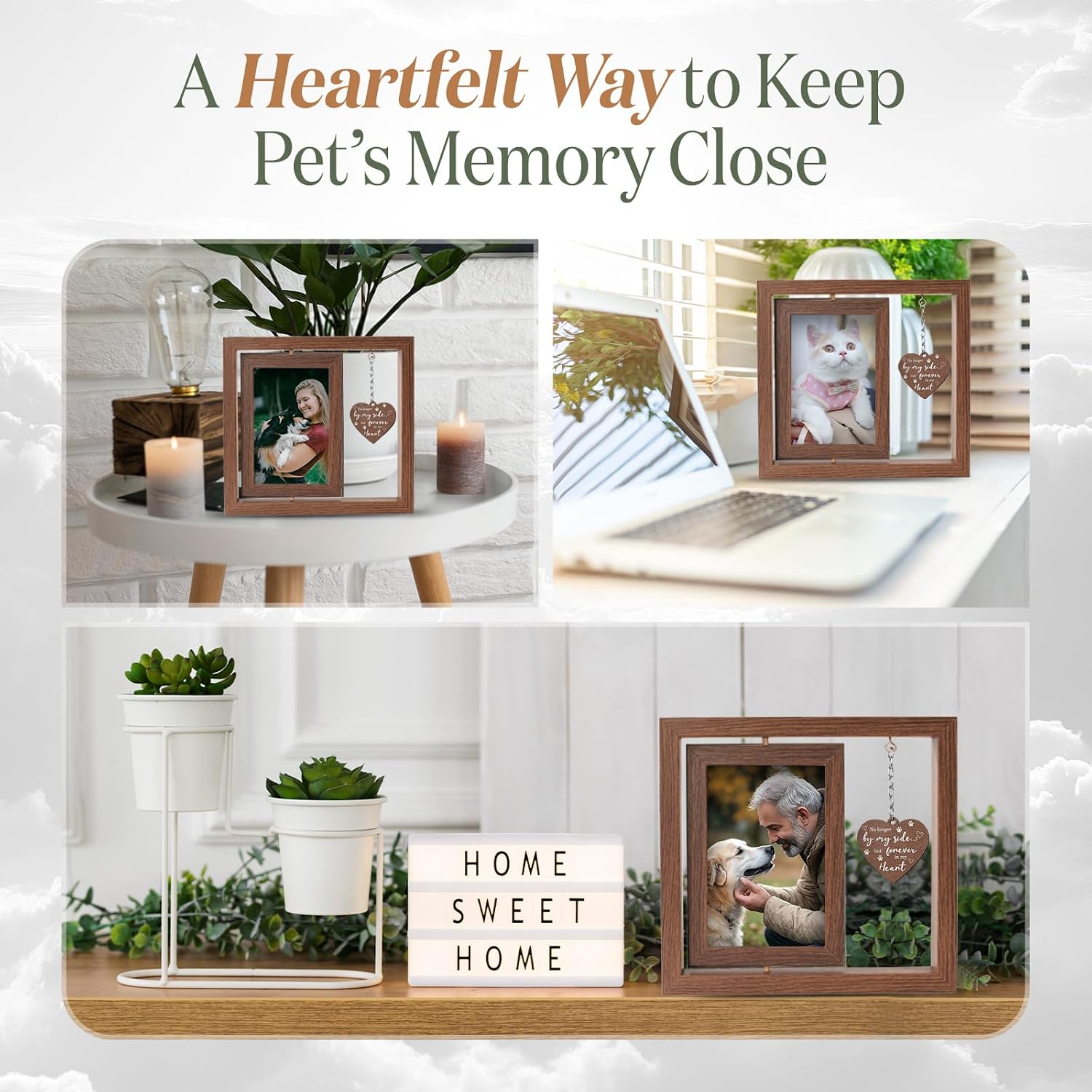pet memorial frame with heart charm
