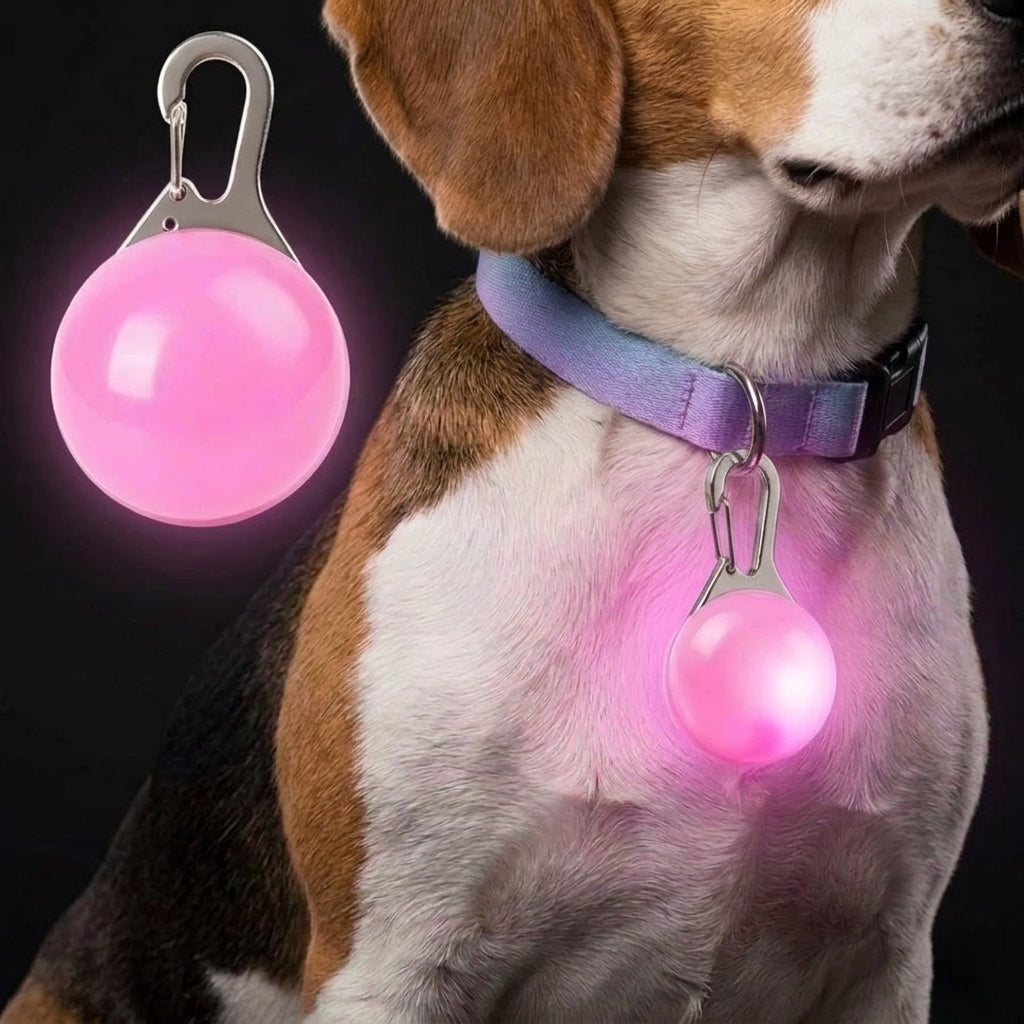 LED Dog Collar Light: Battery Clip-On Safety Pendant (Pink)