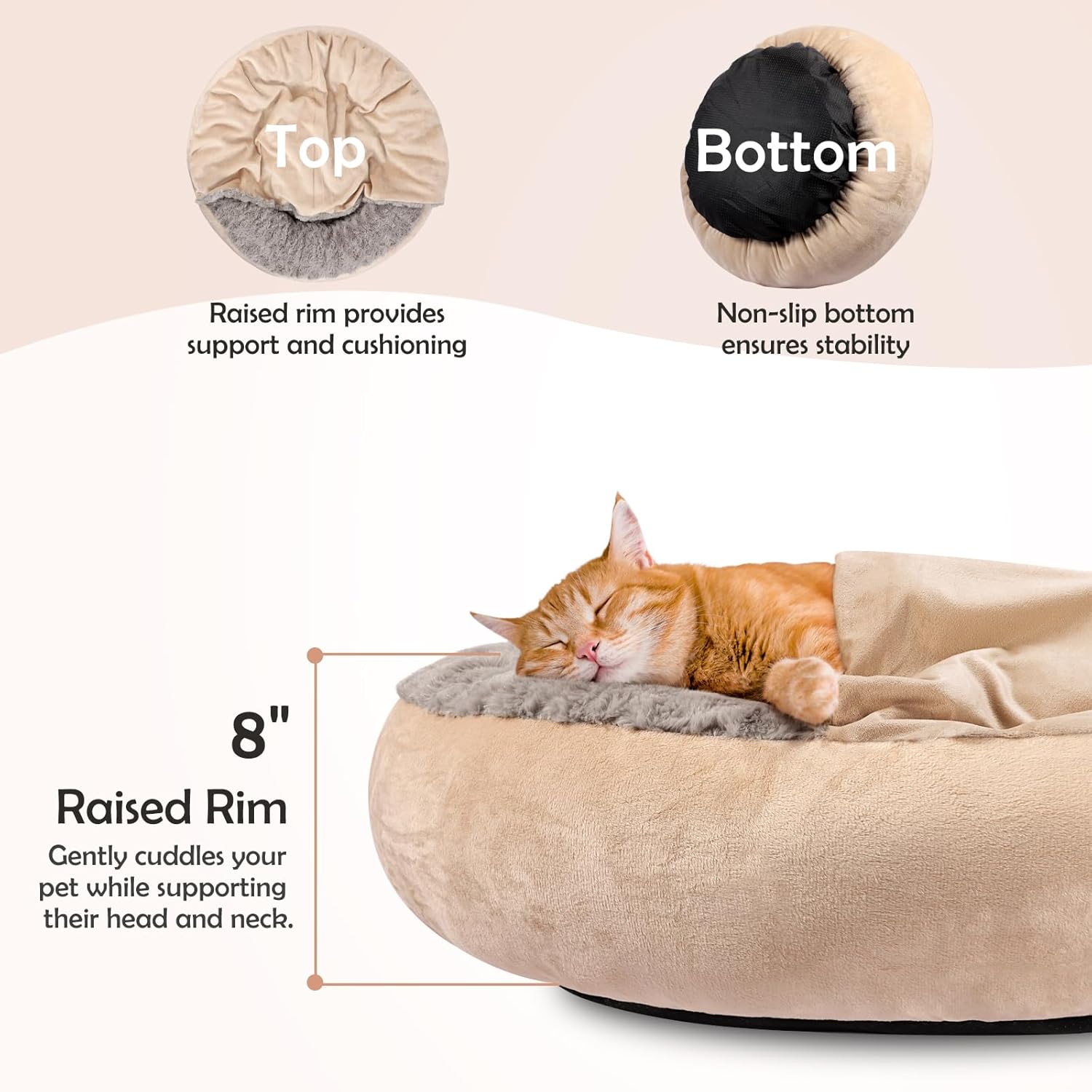 washable hooded donut cat bed